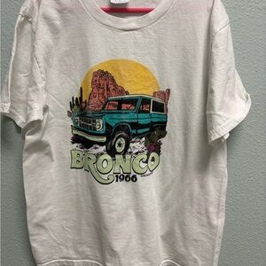 Bronco 1966 Kids Graphic Tee - White with Teal Car